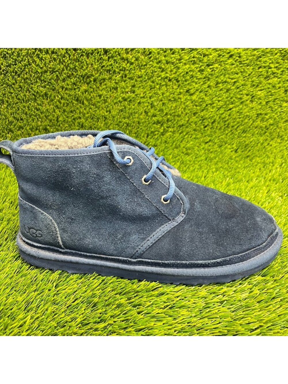 Ugg‎ Neumel Mens Size 11 Blue Casual Winter Fur Lace Up Suede Ankle Boots Shoes